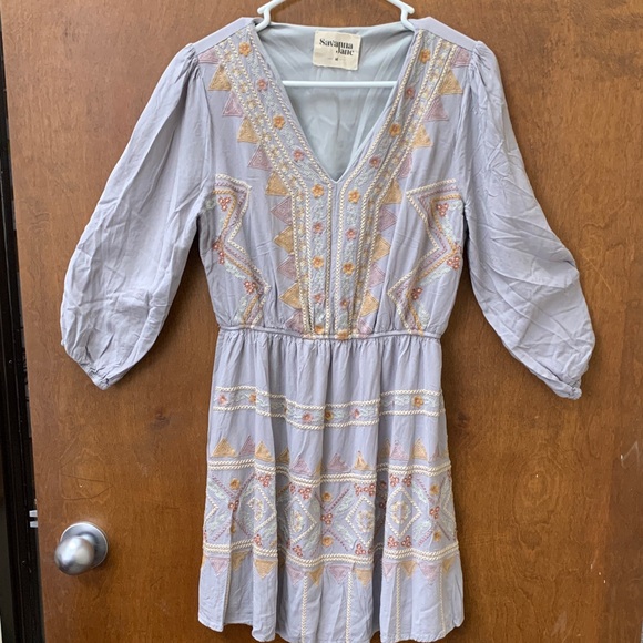 Savanna Jane Dresses & Skirts - Savanna Jane Flippy Embroidered Mini Dress Autumn Boho Autumn Flowy Dress M